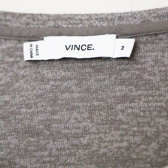 Vince Layered Two Tone Long Sleeve Tee Top M Round Neckline Curve Hem Sleek Slim - Picture 5 of 15